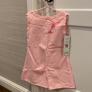 Girls size 5 Isabel Garreton pink gingham dress with cherry blossom appliqué